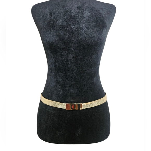 Tory Burch Gold Metallic Push Bar Belt Size XXS